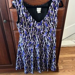 Reiss Purple Allegra Abstract Print Silk Dress  size 10 (US) Fit and Flare